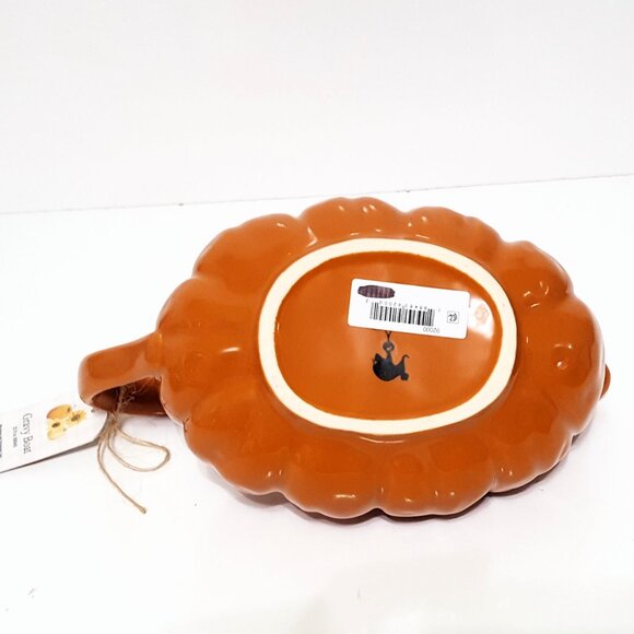 NEW Global Designs Orange Pumpkin Shaped Gravy Boat 27 OZ Stoneware - Picture 6 of 8